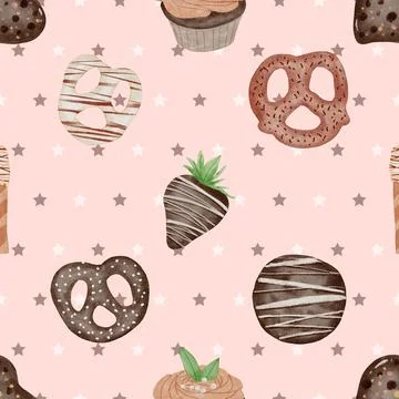 Seamless repeating pattern baked with love bakery Stock Illustration