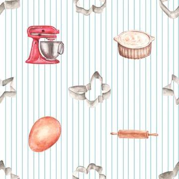 Seamless repeating pattern baked with love bakery Illustrazione stock