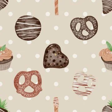 Seamless repeating pattern baked with love bakery Stock Illustration