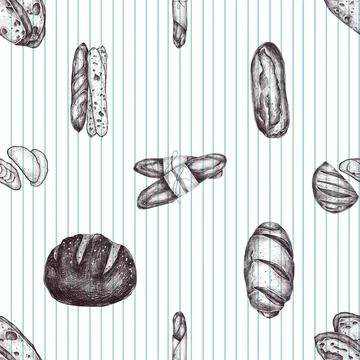 Seamless repeating pattern baked with love bakery Stock Illustration