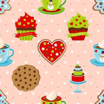 Seamless repeating pattern baked with love bakery 스톡 일러스트
