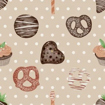Seamless repeating pattern baked with love bakery Stock Illustration
