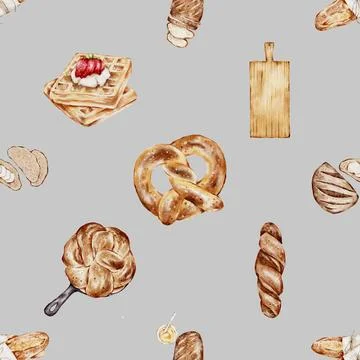 Seamless repeating pattern baked with love bakery Stock Illustration