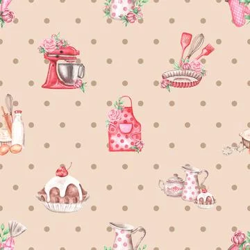 Seamless repeating pattern baked with love bakery 스톡 일러스트