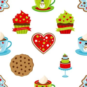 Seamless repeating pattern baked with love bakery 스톡 일러스트