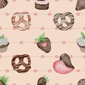 Seamless repeating pattern baked with love bakery Stock Illustration