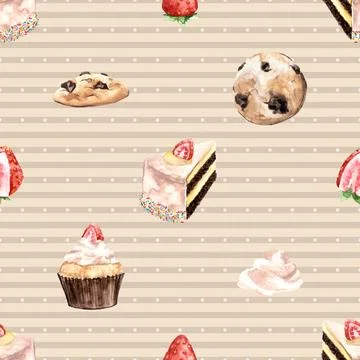 Seamless repeating pattern baked with love bakery Illustrazione stock