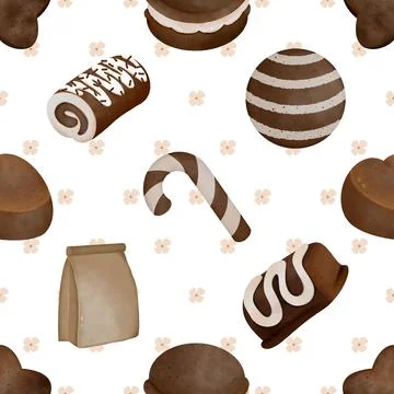 Seamless repeating pattern baked with love bakery Stockillustratie