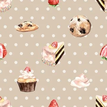 Seamless repeating pattern baked with love bakery Stock Illustration