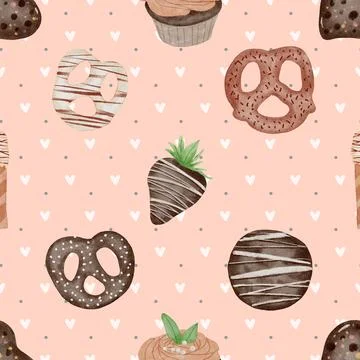 Seamless repeating pattern baked with love bakery Stock Illustration