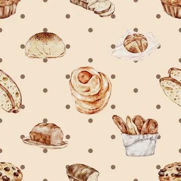 Seamless repeating pattern baked with love bakery Stockillustratie