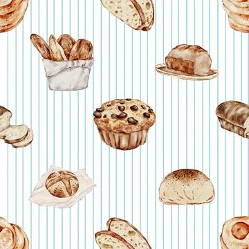 Seamless repeating pattern baked with love bakery Stock Illustration