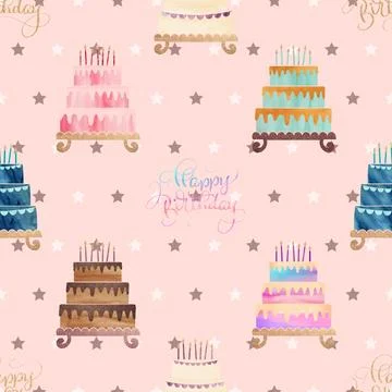 Seamless repeating pattern baked with love bakery Stock Illustration