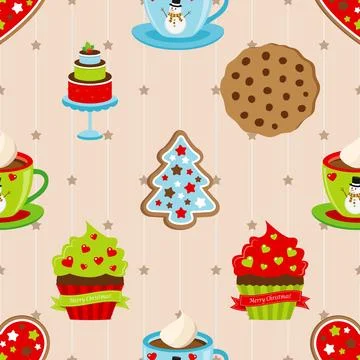 Seamless repeating pattern baked with love bakery Stock Illustration