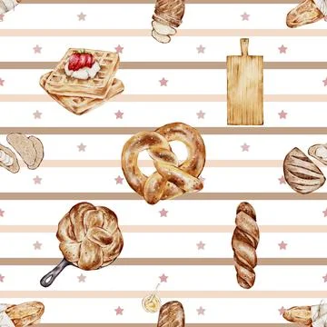 Seamless repeating pattern baked with love bakery Stock Illustration