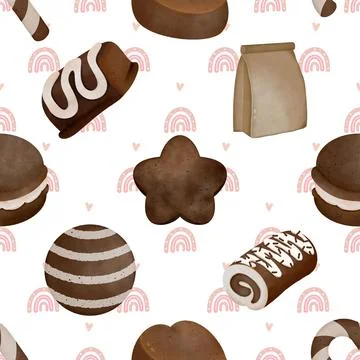 Seamless repeating pattern baked with love bakery Illustrazione stock