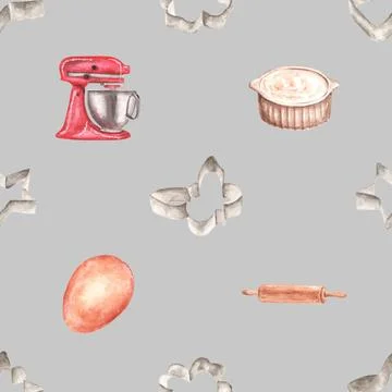 Seamless repeating pattern baked with love bakery Stock Illustration