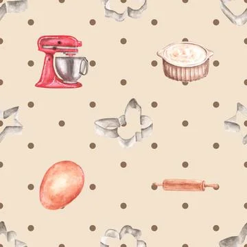 Seamless repeating pattern baked with love bakery 스톡 일러스트