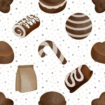 Seamless repeating pattern baked with love bakery Stock Illustration