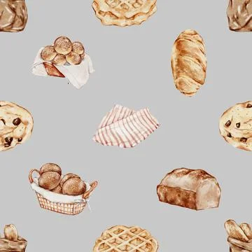Seamless repeating pattern baked with love bakery Illustrazione stock