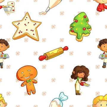 Seamless repeating pattern baked with love bakery Illustrazione stock