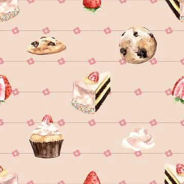 Seamless repeating pattern baked with love bakery 스톡 일러스트