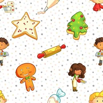 Seamless repeating pattern baked with love bakery Stock Illustration