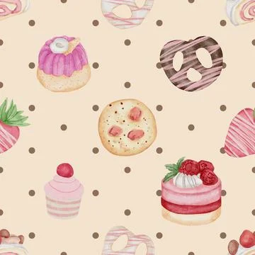 Seamless repeating pattern baking with love Stock Illustration