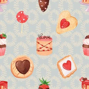 Seamless repeating pattern baking with love Stock Illustration