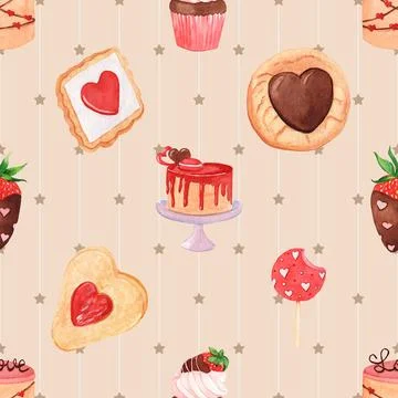 Seamless repeating pattern baking with love Illustrazione stock