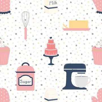 Seamless repeating pattern baking with love 스톡 일러스트
