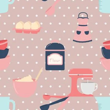 Seamless repeating pattern baking with love Illustrazione stock