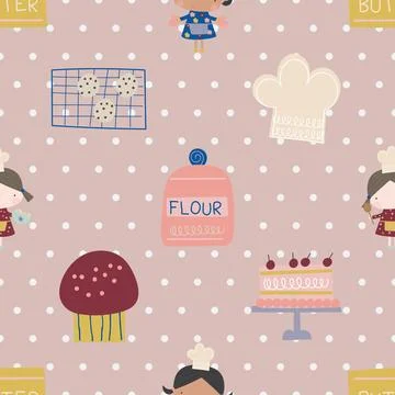Seamless repeating pattern baking with love Illustrazione stock