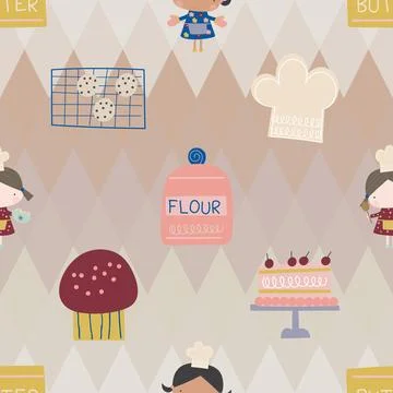 Seamless repeating pattern baking with love Stock Illustration