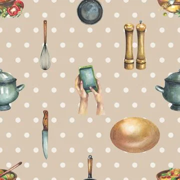 Seamless repeating pattern baking with love Stock Illustration