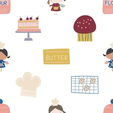 Seamless repeating pattern baking with love Illustrazione stock