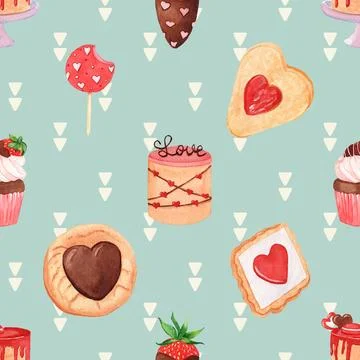 Seamless repeating pattern baking with love Stock Illustration
