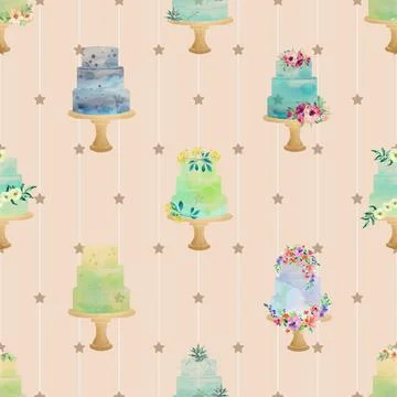 Seamless repeating pattern baking with love Stock Illustration