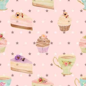Seamless repeating pattern baking with love Stock Illustration