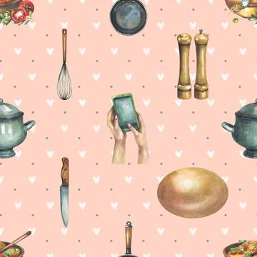 Seamless repeating pattern baking with love Illustrazione stock