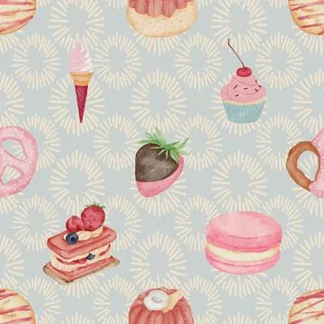 Seamless repeating pattern baking with love Stock Illustration