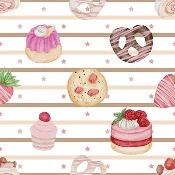 Seamless repeating pattern baking with love Stock Illustration