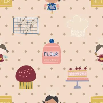 Seamless repeating pattern baking with love Illustrazione stock