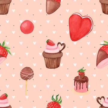 Seamless repeating pattern baking with love Stock Illustration