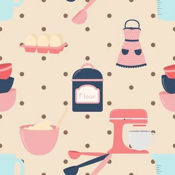 Seamless repeating pattern baking with love Stock Illustration