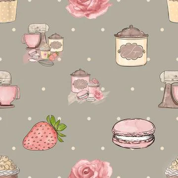 Seamless repeating pattern baking with love Illustrazione stock
