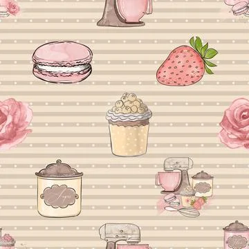 Seamless repeating pattern baking with love Illustrazione stock