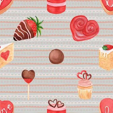 Seamless repeating pattern baking with love Stock Illustration