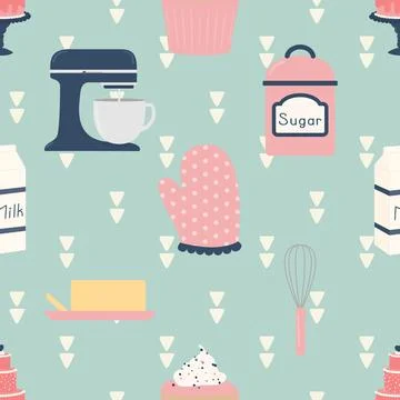 Seamless repeating pattern baking with love Stock Illustration
