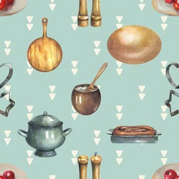 Seamless repeating pattern baking with love Stock Illustration